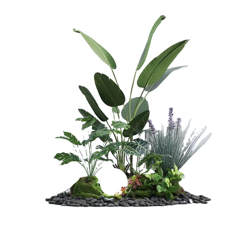 GNYS  Flochess garden sets Traveler Banana with Lavender Scene  home decor  indoor Decoration art sets   Artificial Plant