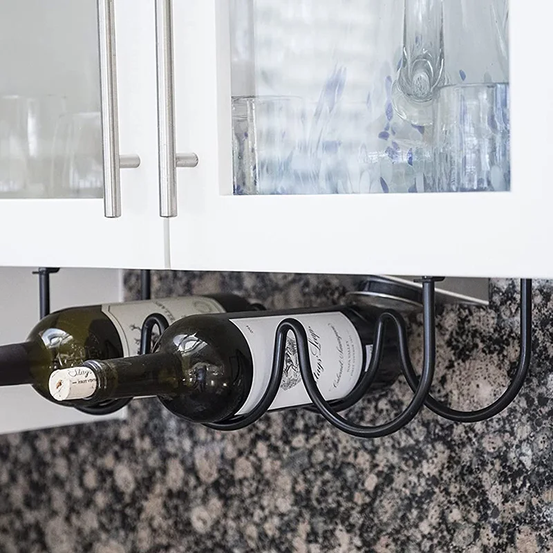 Wholesale Decorative Black Wall Mounted Hanging Metal Wine Rack Holder