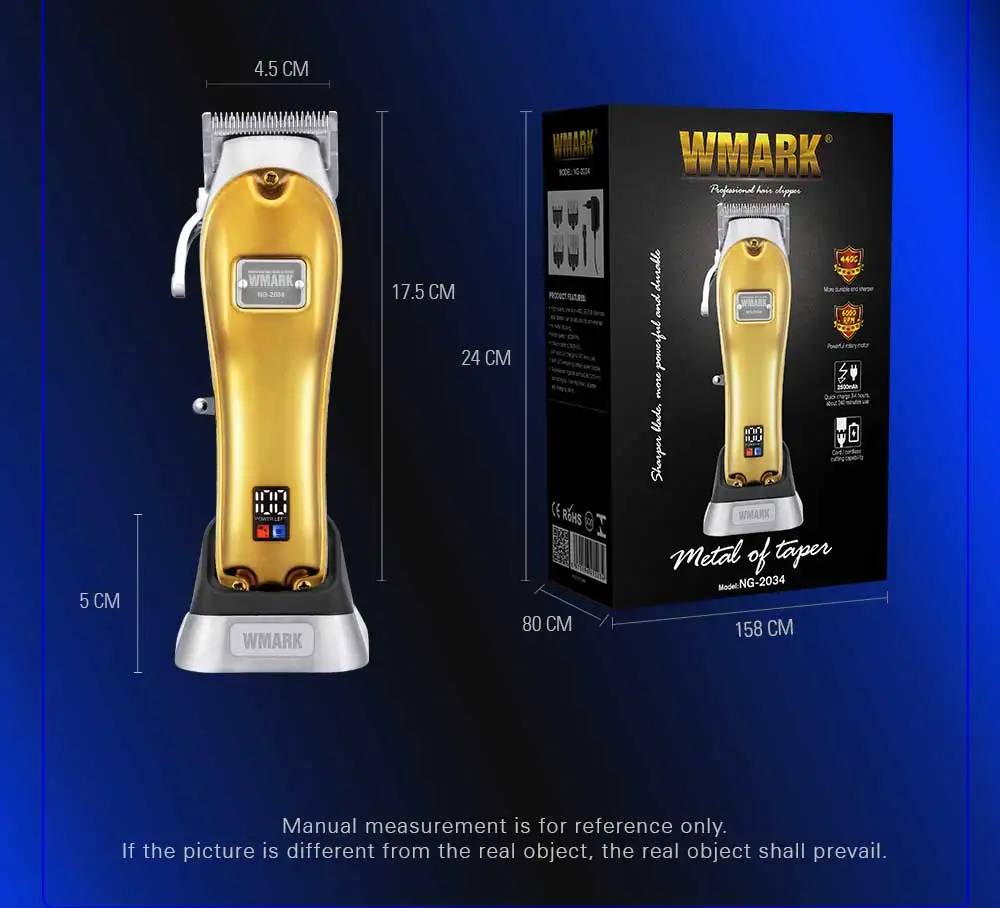 WMARK NG-2034  RTS Rechargeable Cordless LED display Professional Hair Clippers Barber Hair trimmers for Salon