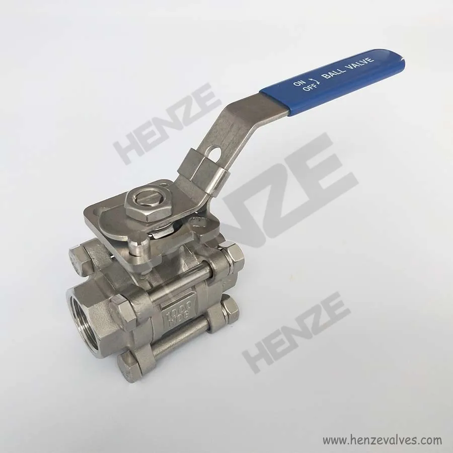 3 pieces Stainless steel Ball Valve with direct mounting pad ISO 5211