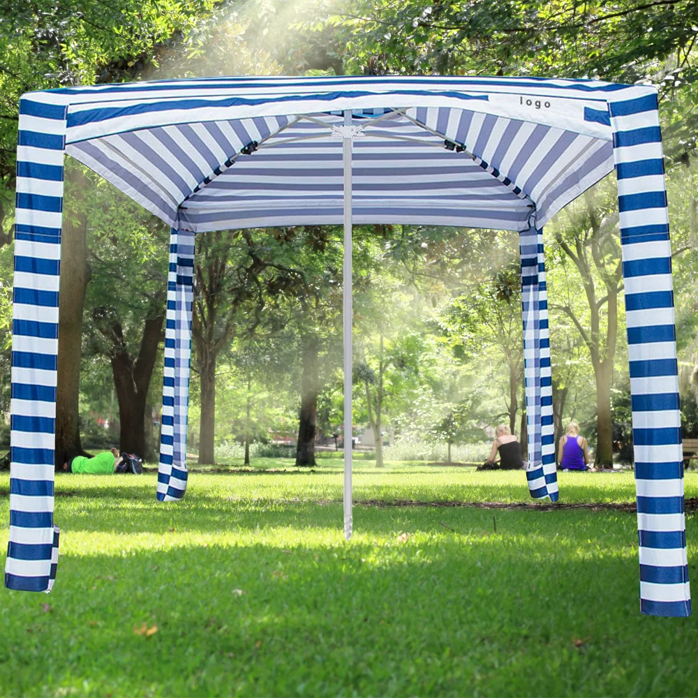 Hot Sale Custom Logo Outdoor Portable Sun Shelter 2m 2.4m Aluminum Pole Beach Cabana Umbrella Tent UPF 50+ with Sand Pockets