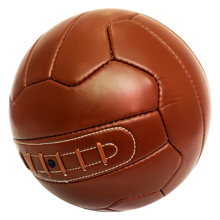 High Quality Hand Sewn 18 Panels Retro Soccer Ball Real Leather Football