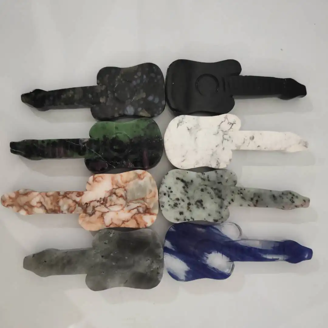  Хит продаж резьба из натурального кварцевого кристалла ручная по гитаре Howlite кальдалитовый кристалл подарки для