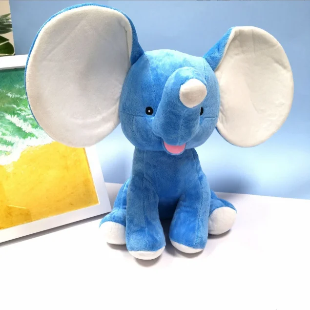 super soft plush velboa blue stuffed animals sublimation blank elephant big ear different color in 2 sizes