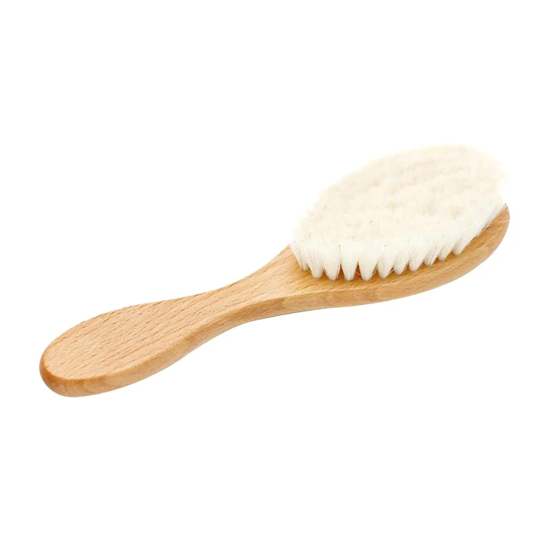 High quality wood wool baby hair brushes kids children care brushes with handle  Touch Handle Baby Brush
