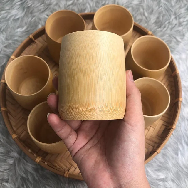 Vietnam Eco Friendly Dessert Sake Breakfast Milk Coffee Tea Customized Logo Bamboo Wooden Cups