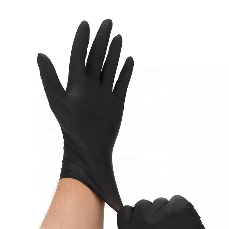 Real Price Black Finger Antislip Natural Latex Hand Gloves Tattoo Embroidery Food Processing Safty Nitrile Gloves