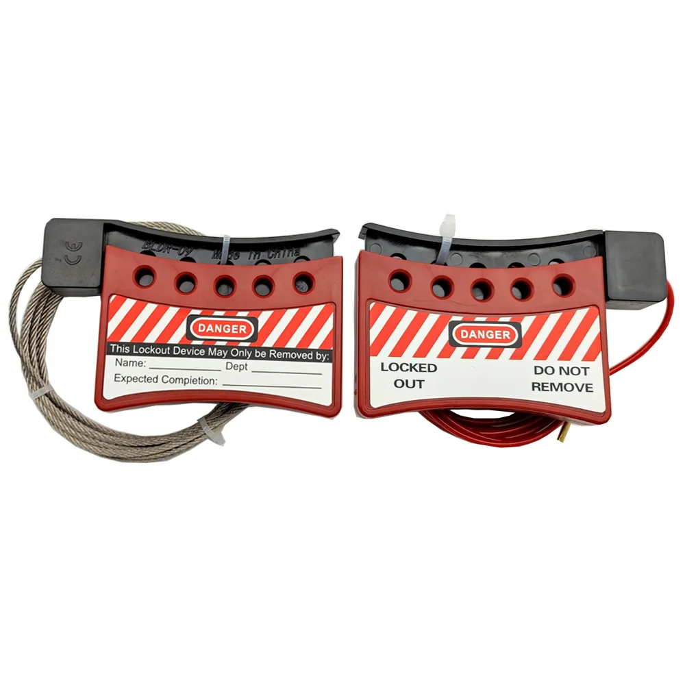 High Security  LOTO Industrial Safety Adjustable 5 Holes Lock Stainless Steel Wire Cable Lockout