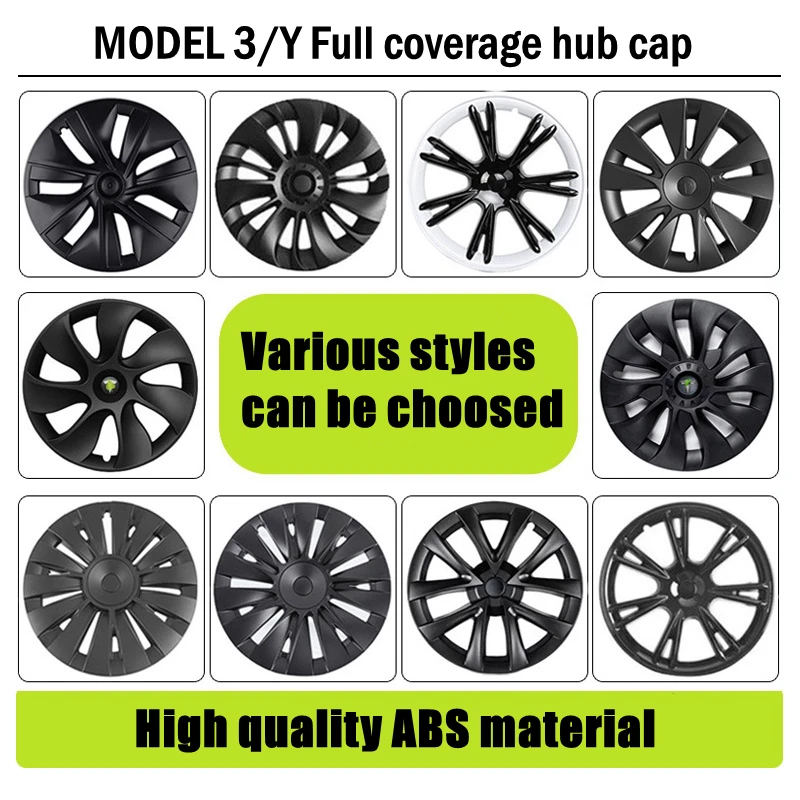 2024 Car accessories 4 pcs 19 inch matt black original wheel hub cover for tesla model y