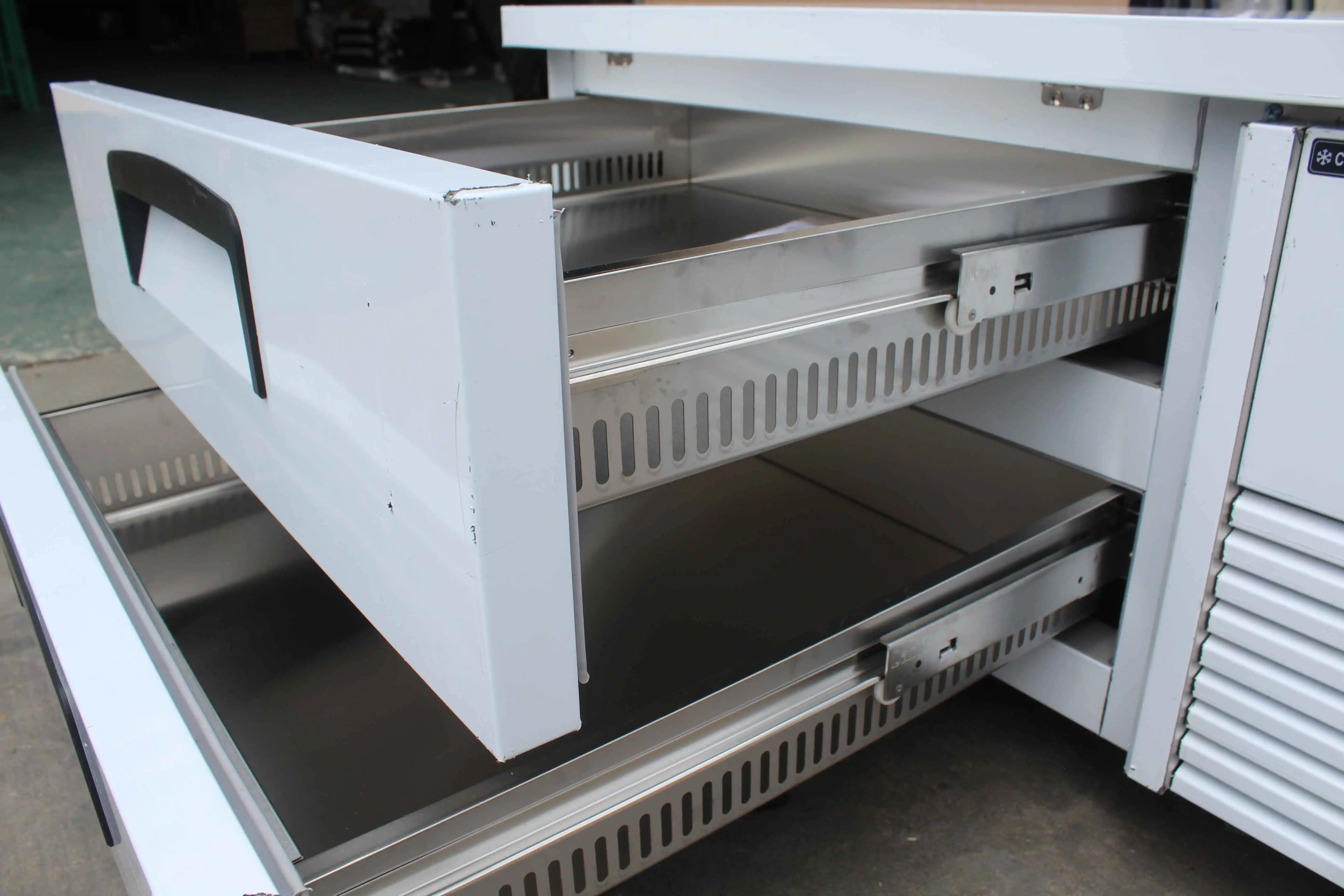 Cold Storage Hotel Stainless Steel Counter Commercial Kitchen Refrigerator Chef Base Chiller with 2 Drawers