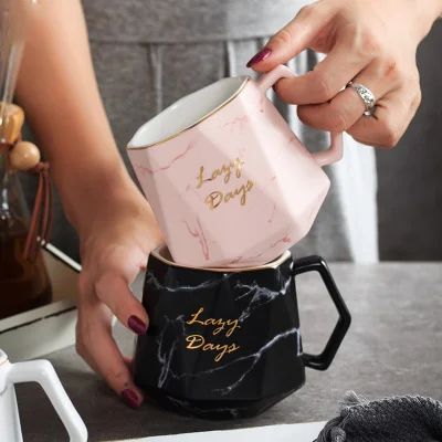 Роскошный подарок, оптовая продажа, креативный Европейский логотип, чайная чашка, Мраморная керамическая кофейная кружка для пары