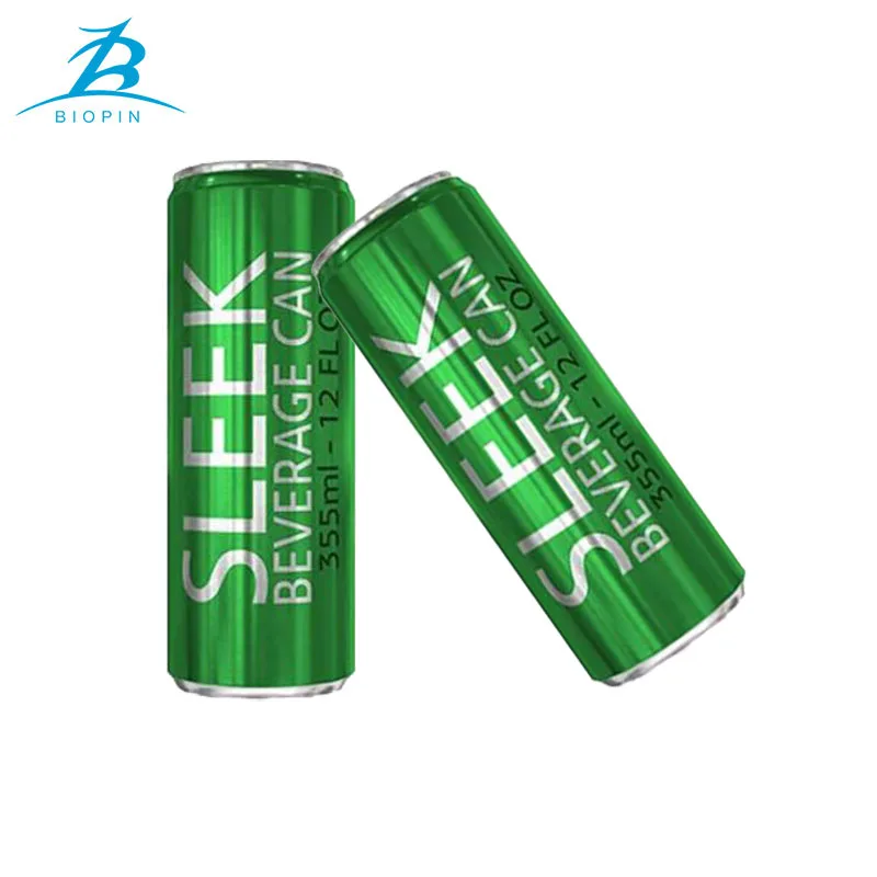 Empty printed 12oz metal aluminum can 355ml sleek cans with 202#SOT lid for soda energy drink beverage beer packaging