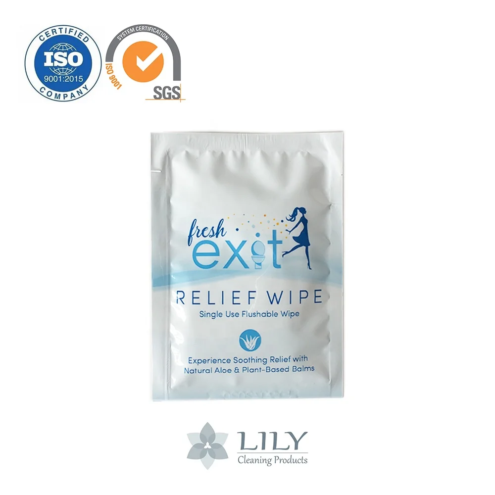
flush flushable infused with aloe and vitamin E biodegradable cleaning relief wipes toilet wet wipes/tissues 