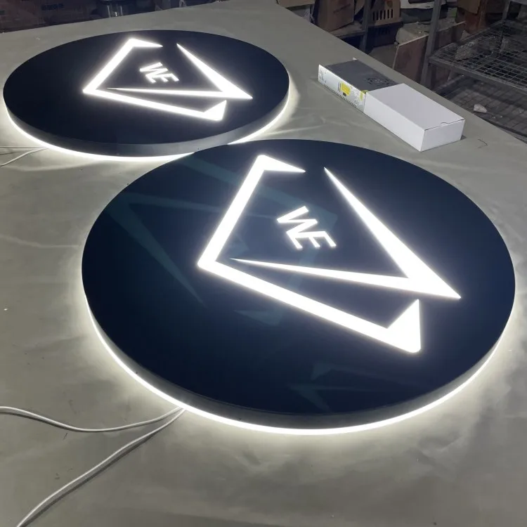 Custom Backlit Restaurant Logo Sign Advertising Led Light Box Circle Wall Single Side Outdoor Rounded Store Signs