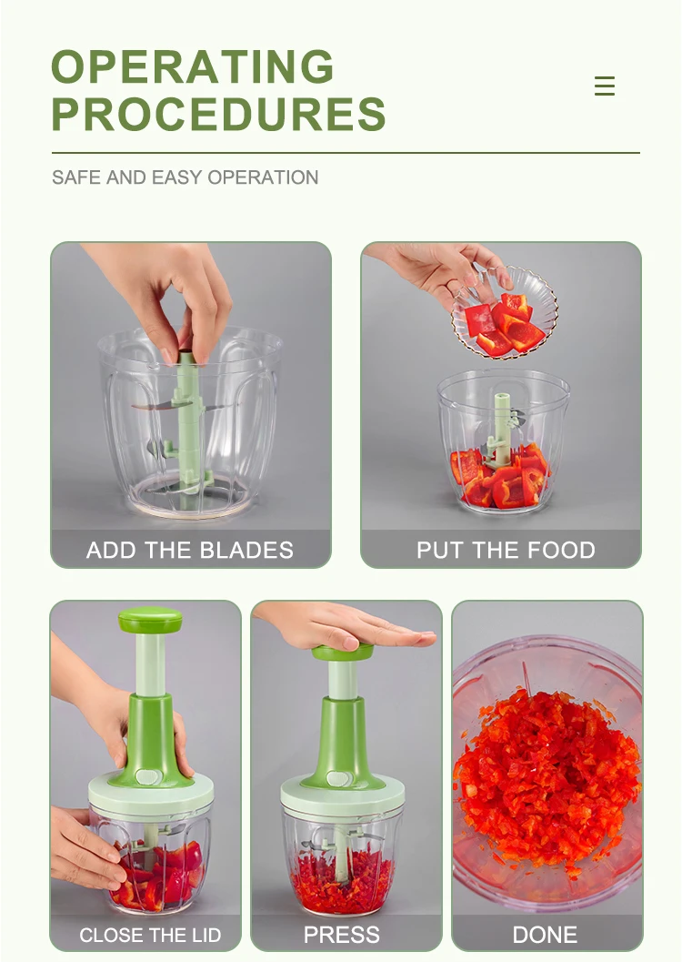 Amz Top seller Kitchen Vegetables Blender garlic cutter Mini Manual food meat vegetable crusher garlic press chopper