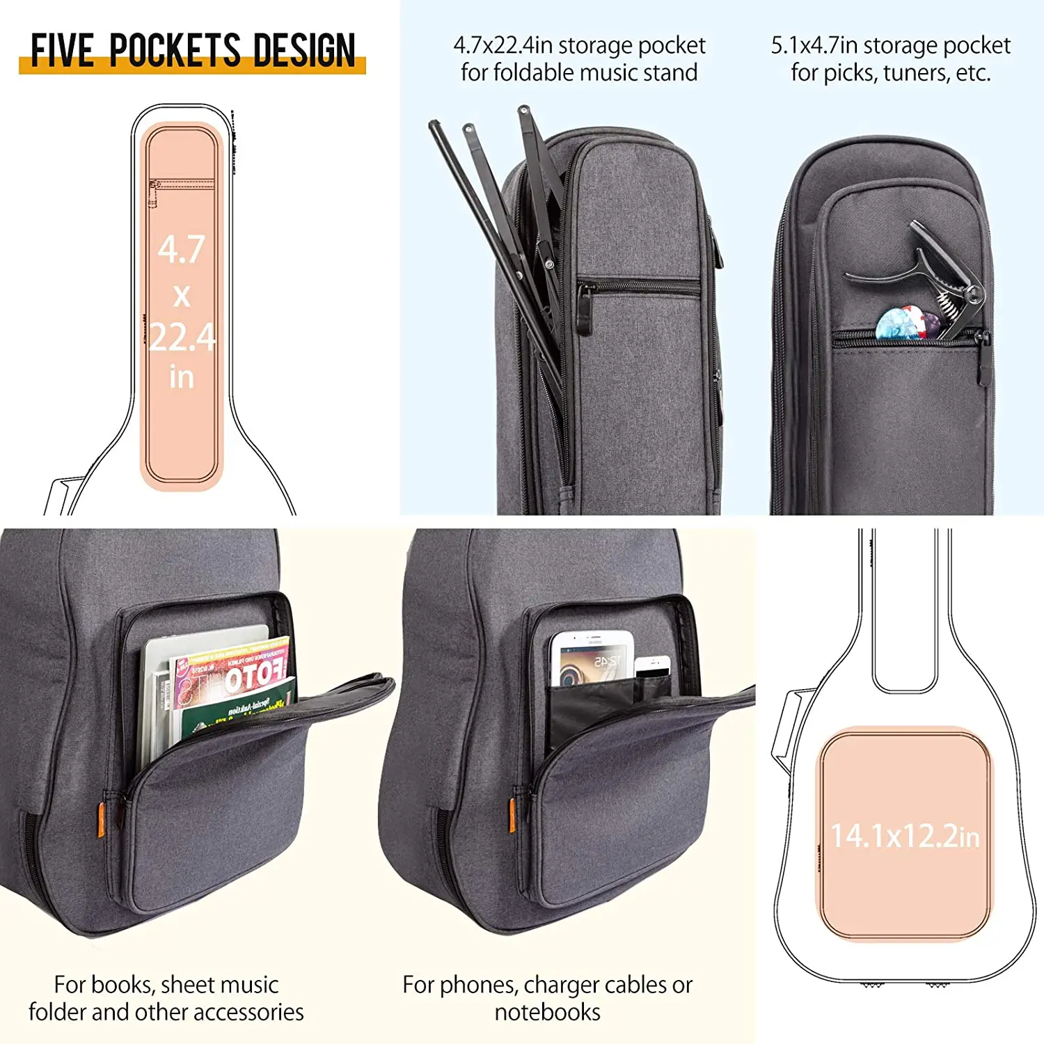 FREE SAMPLE Guitar Bag for 40 41 42 Inches Acoustic Classical Guitars