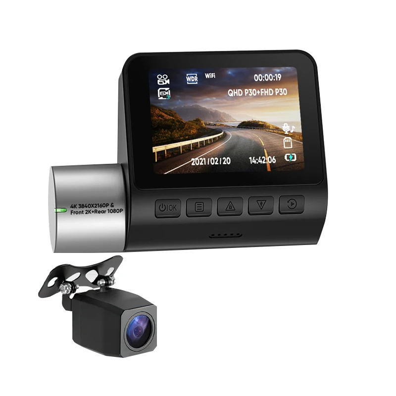 OEM 4K Wifi Driving Video Recorder Wireless Car Dvr 360 Degree Dual Dashcam Front 2K Rear 1080P GPS Wifi Hidden Dash Cam