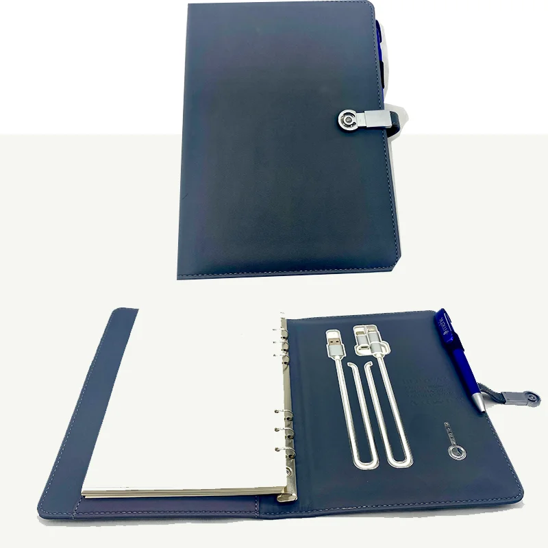 New Products Daily Multi Functional Rechargeable Notebook gift set loose leaf Notebook Power Bank
