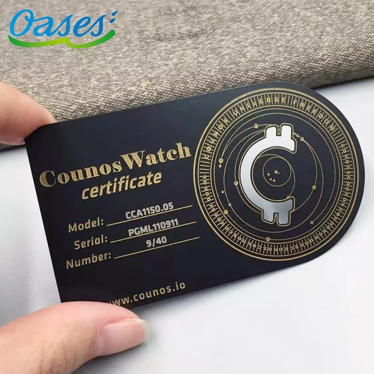 Customized Unique Black Metal VIP Business Card With Gold Logo