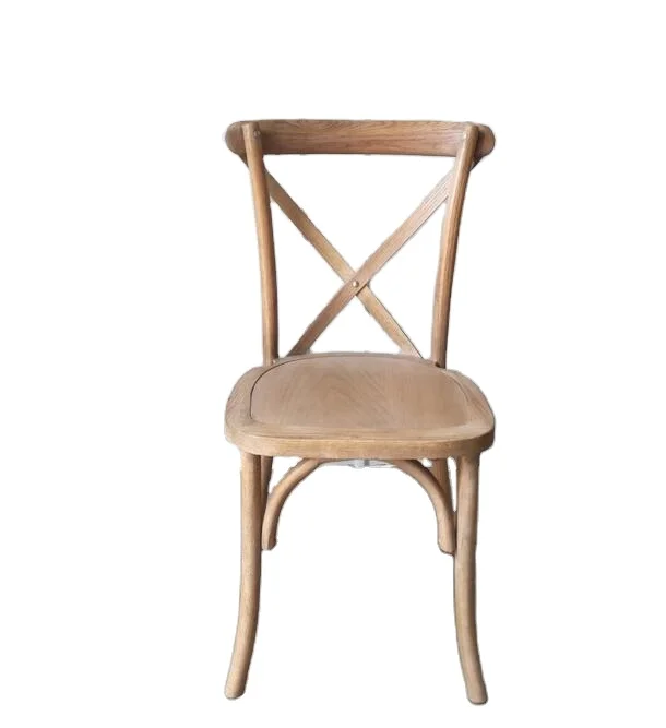 Vintage Rustic Oak Wood Cross Back Chair for Sale