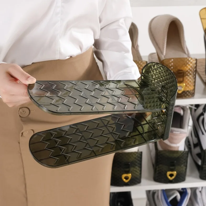 Hot Selling Adjustable Double Layer Stack Shoe Rack Multicolor Shoe Rack Organizer Space-Saving Plastic Shoe Rack