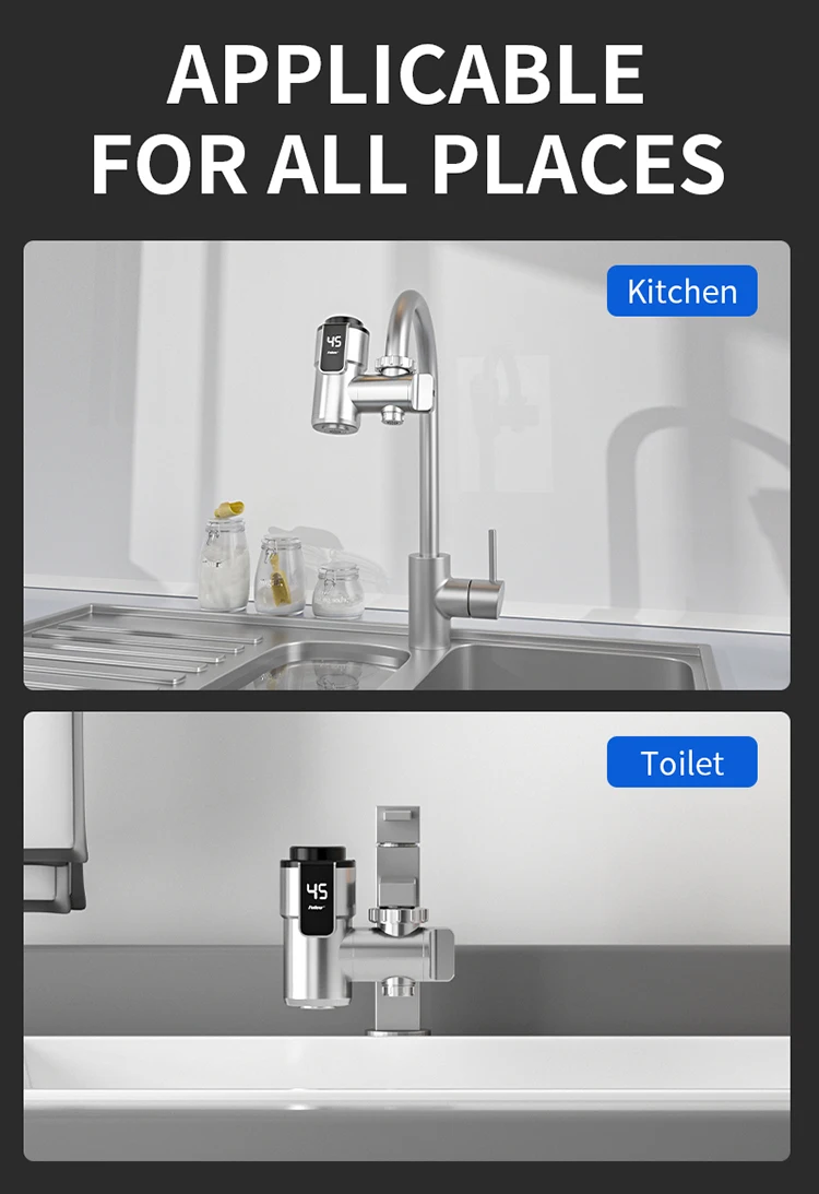 Fudeer Electric Water Heating Tap Conector Instant Hot Water Faucet Adapter 220v Free installation Tankless Water Heater 3000w