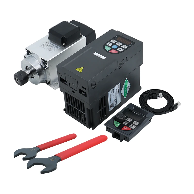 HLTNC New Arrivals 1.5KW 220V permanent magnet brushless spindle +2.2KW frequency converter+ speed control panel spindle kit