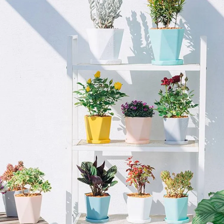 1 Pcs Plastic Resin Flower Pots New Geometric Nordic Simple White Thickened Green Radish Fleshy Flowerpots Indoor Plants