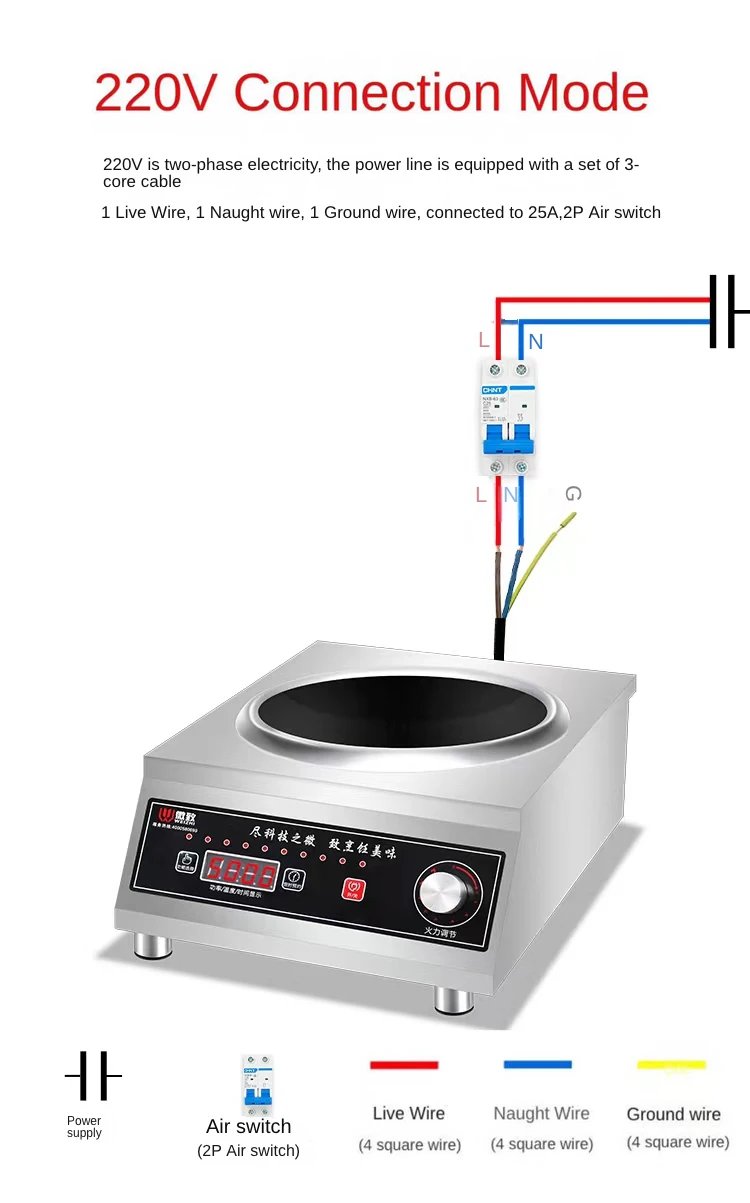 Factory Custom 5KW Electromagnetic Heating Furnace Stove Electric Knob Stainless Steel Commercial Induction Cooker With Low MOQ