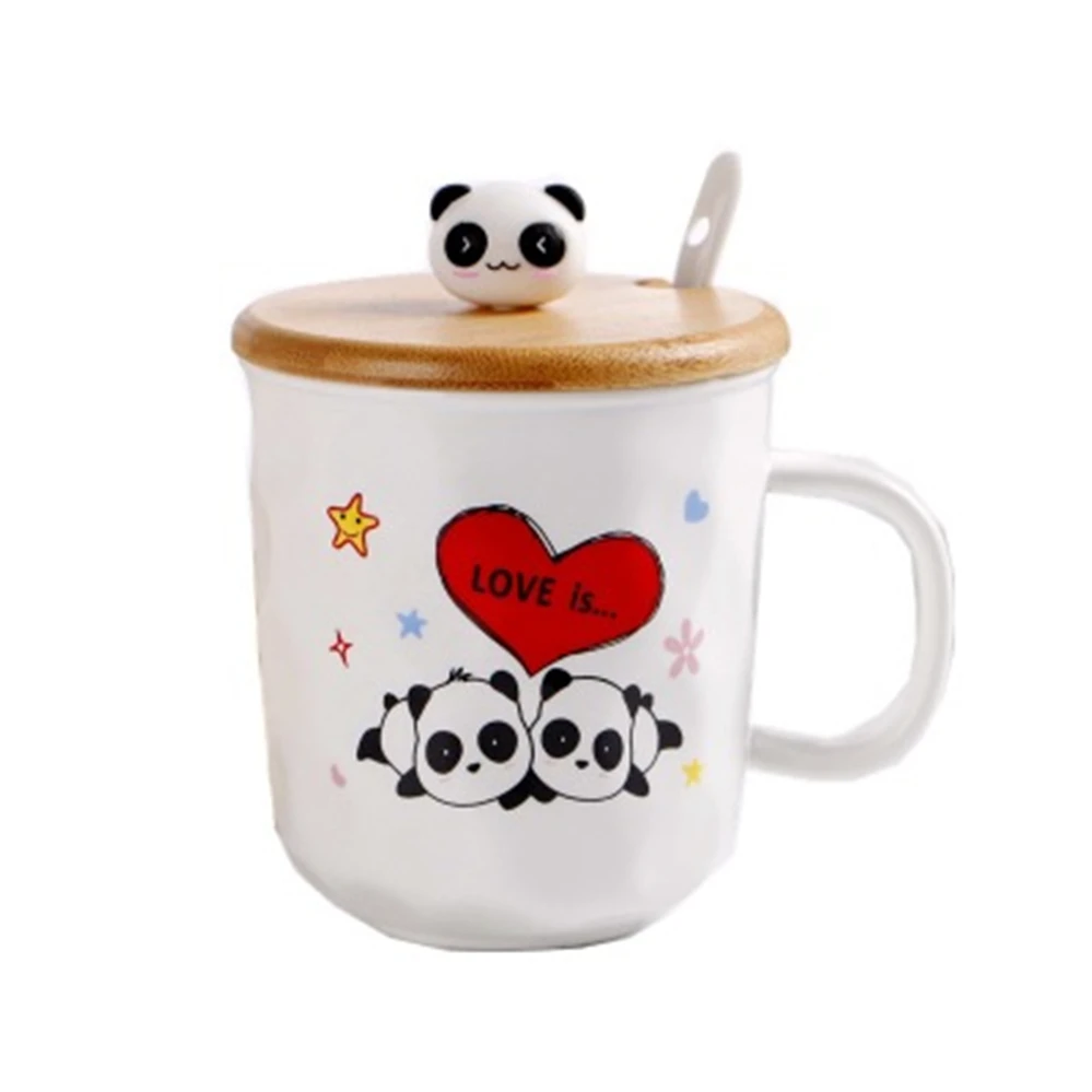 Christmas Cartoon Cup Creative Ceramic Cup Custom Wood Cover Mug Fashion Office Coffee Cups