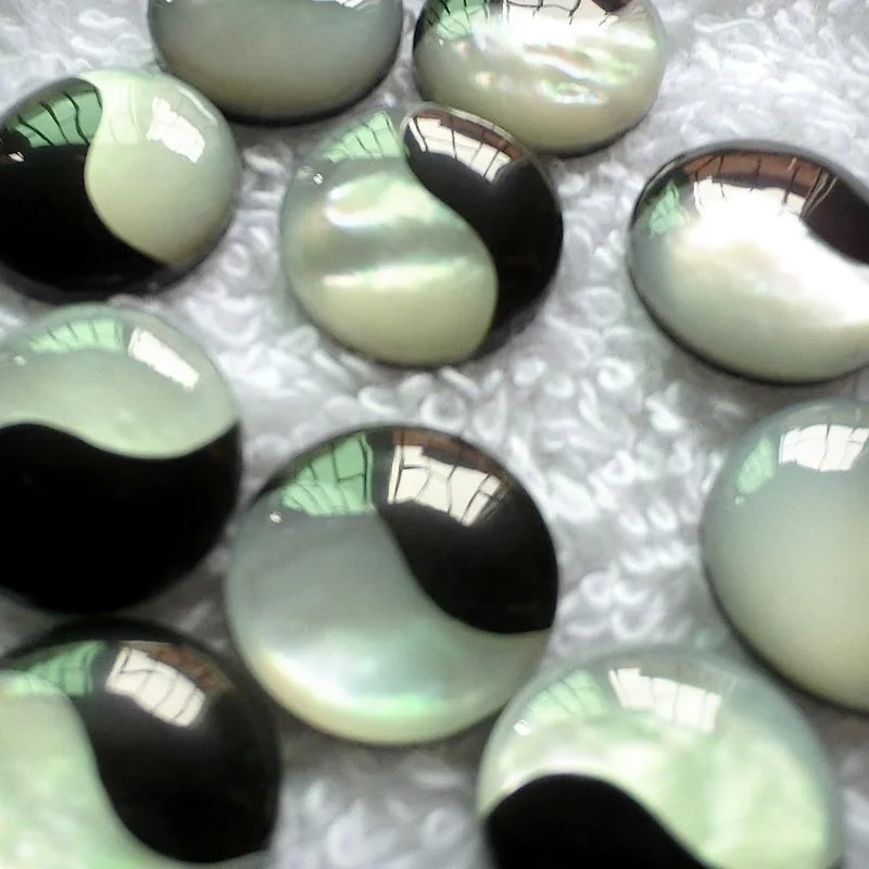 Natural Black Onyx And Mother Of Pearl Mosaic Stone For Cufflinks