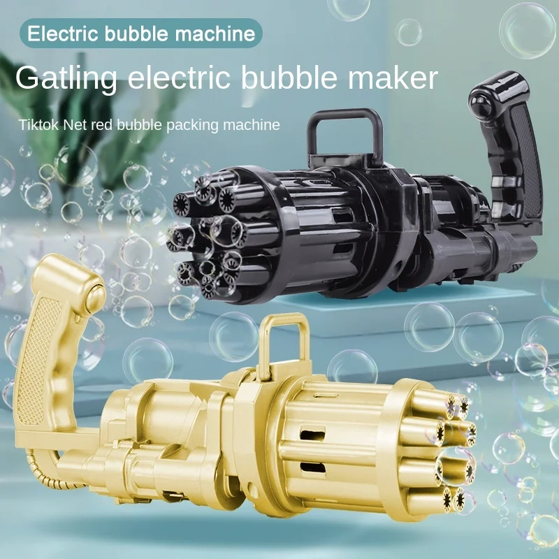
Bubble machine web celebrity with a hand-held electric gold edition Gatling porous bubble gun children toys wholesale 