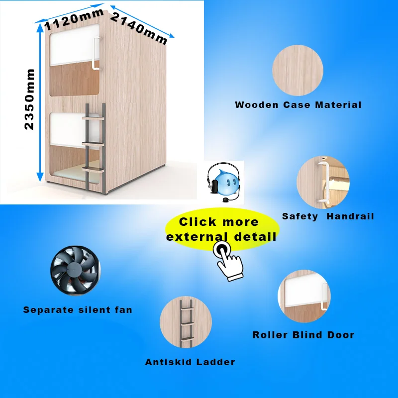 single vertical capsule hotel pod bed frame In Hotel Beds
