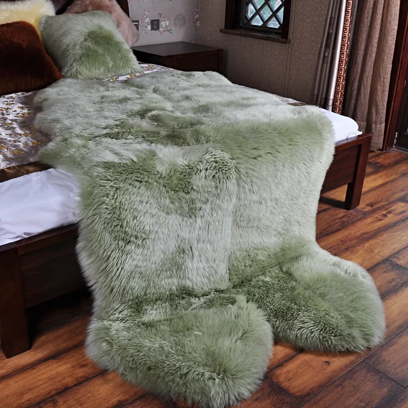 Оптовая продажа чистый ручной хохлатый моющийся лохматый мягкий овчины ковер
