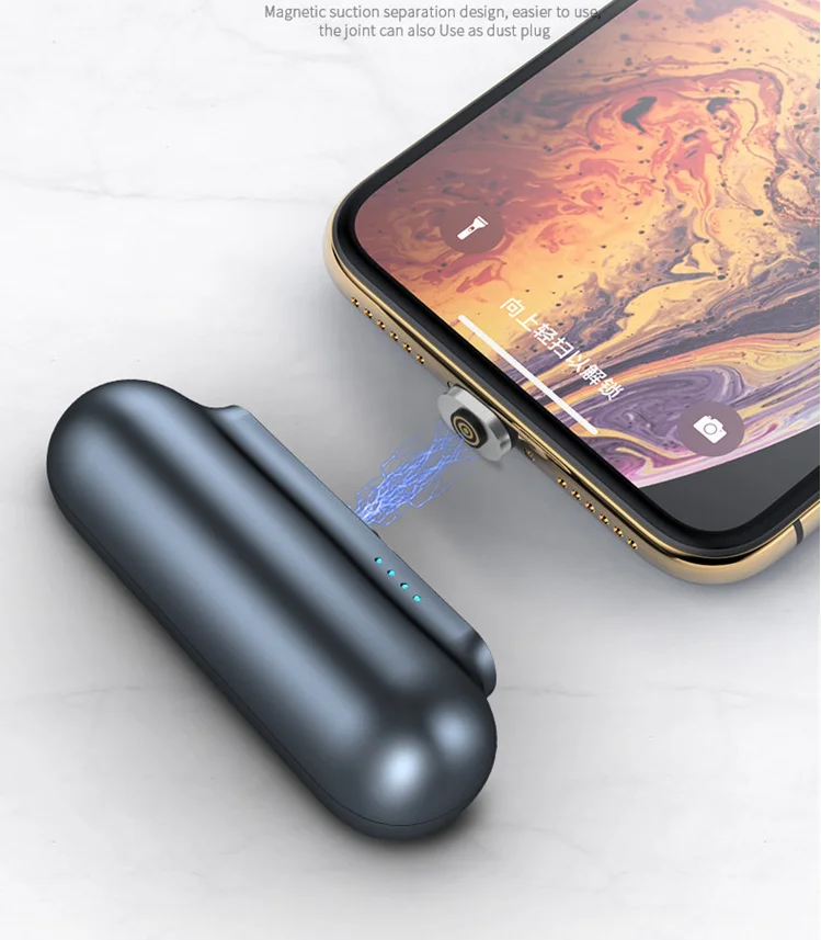 2021 Hot-selling magnetic wireless power bank Capsule Mini Emergency Charger 2600 mah portable pocket power bank