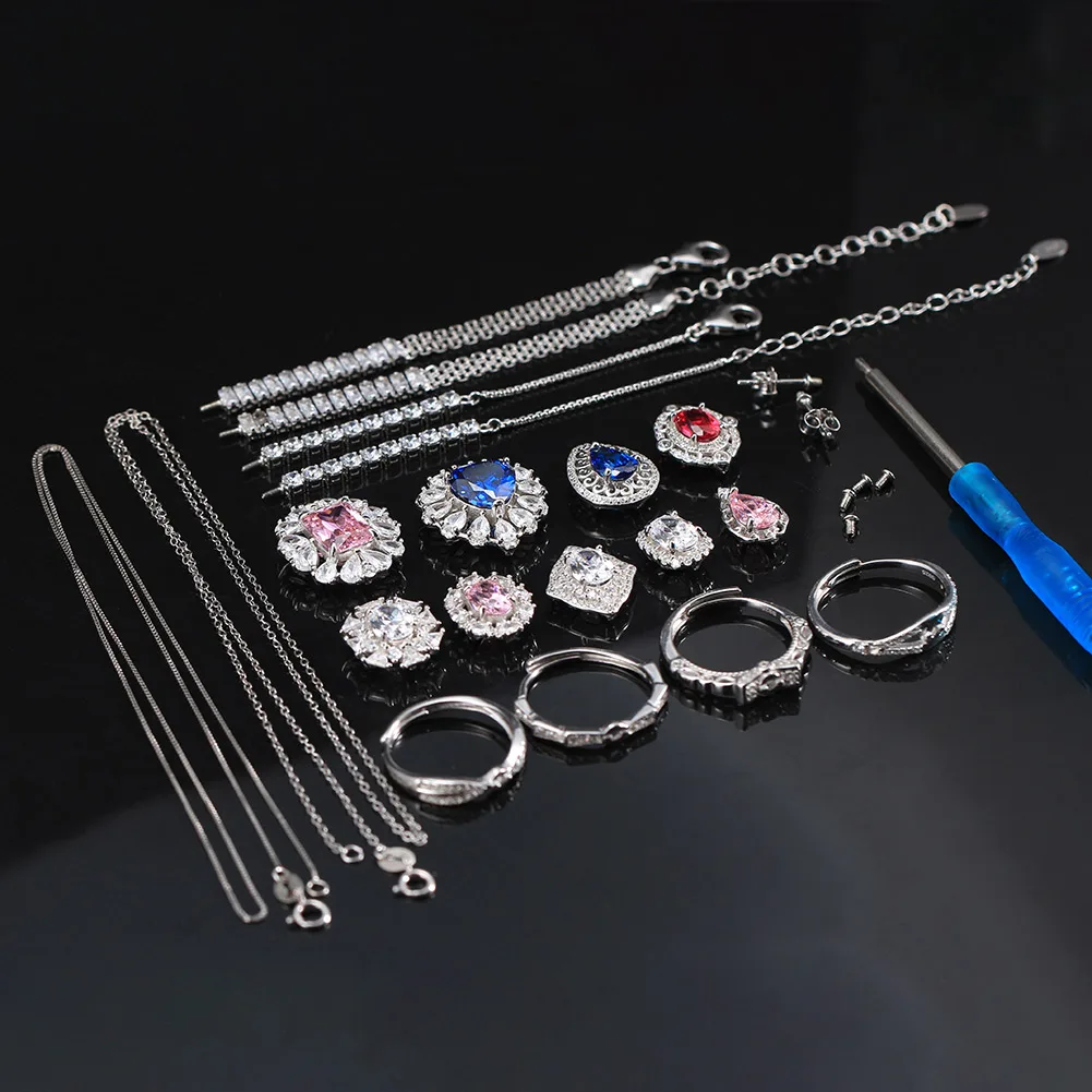 LM-1 RINNTIN 925 Sterling Silver High Quality Cubic Zircon Detachable Charms For Necklace Ring Earrings