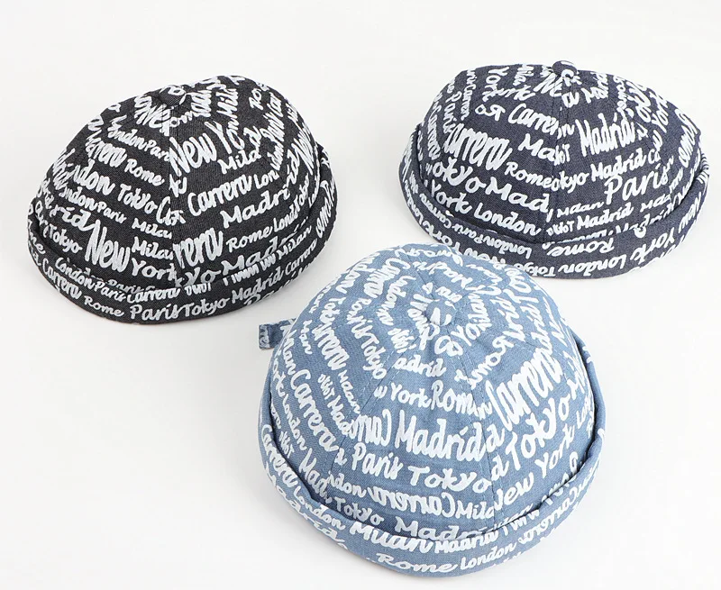 European and American new printed graffiti letters skullcap hat men street fashion hip hop watermelon round beanie hat