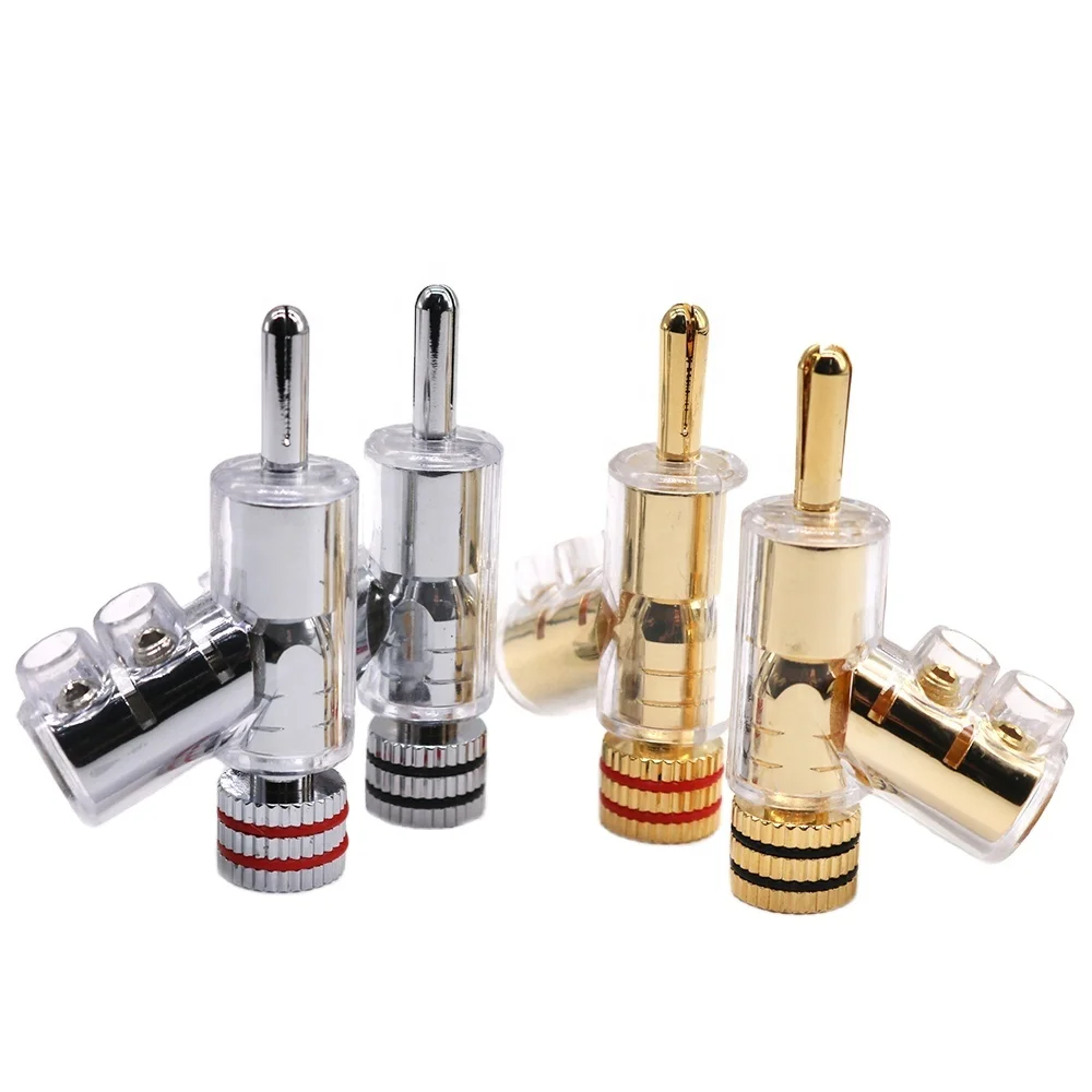 Adapter YIVO XSSH Audio OEM HIFI Power Amplifier Speaker Brass Gun-type 6mm Gold or Rhodium Banana Plug Connector for DIY Cable