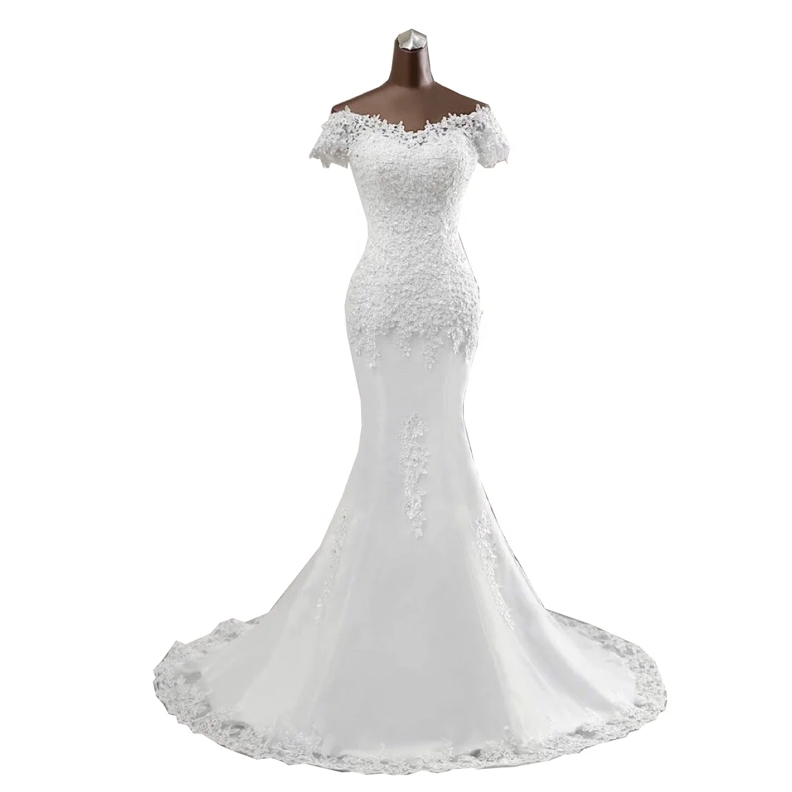 Sexy Wedding Dress Appliques Flower Vestido De Novia Elegant Bride Dress Lace Wedding Gowns Beautiful Mermaid Bridal Gown