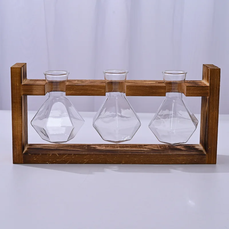 Container Vase Table Vase Wood Plant Holder Heart Shape Hydroponic Ware Glass Vase Glass