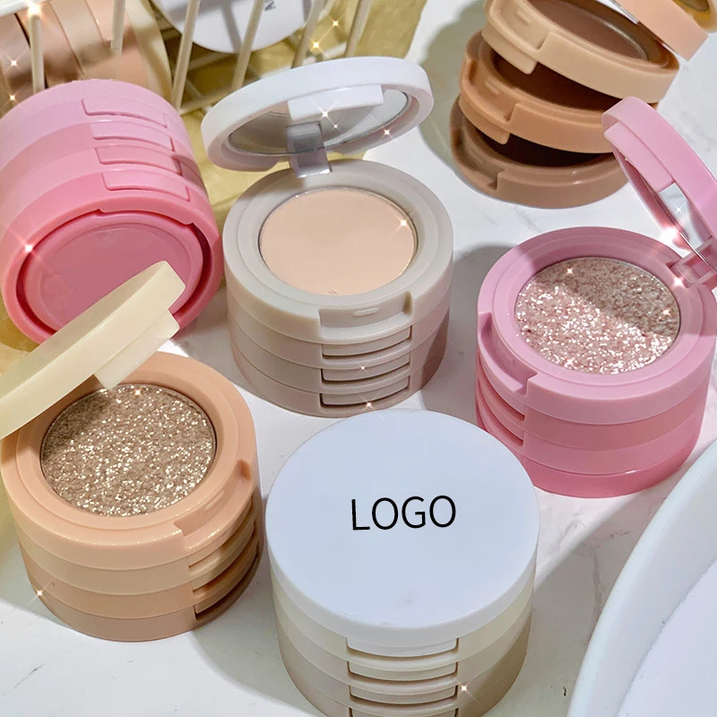 Four layers of sandwich color nose shadow silhouette earth color eye shadow sparkling pearl matte hair eye shadow plate
