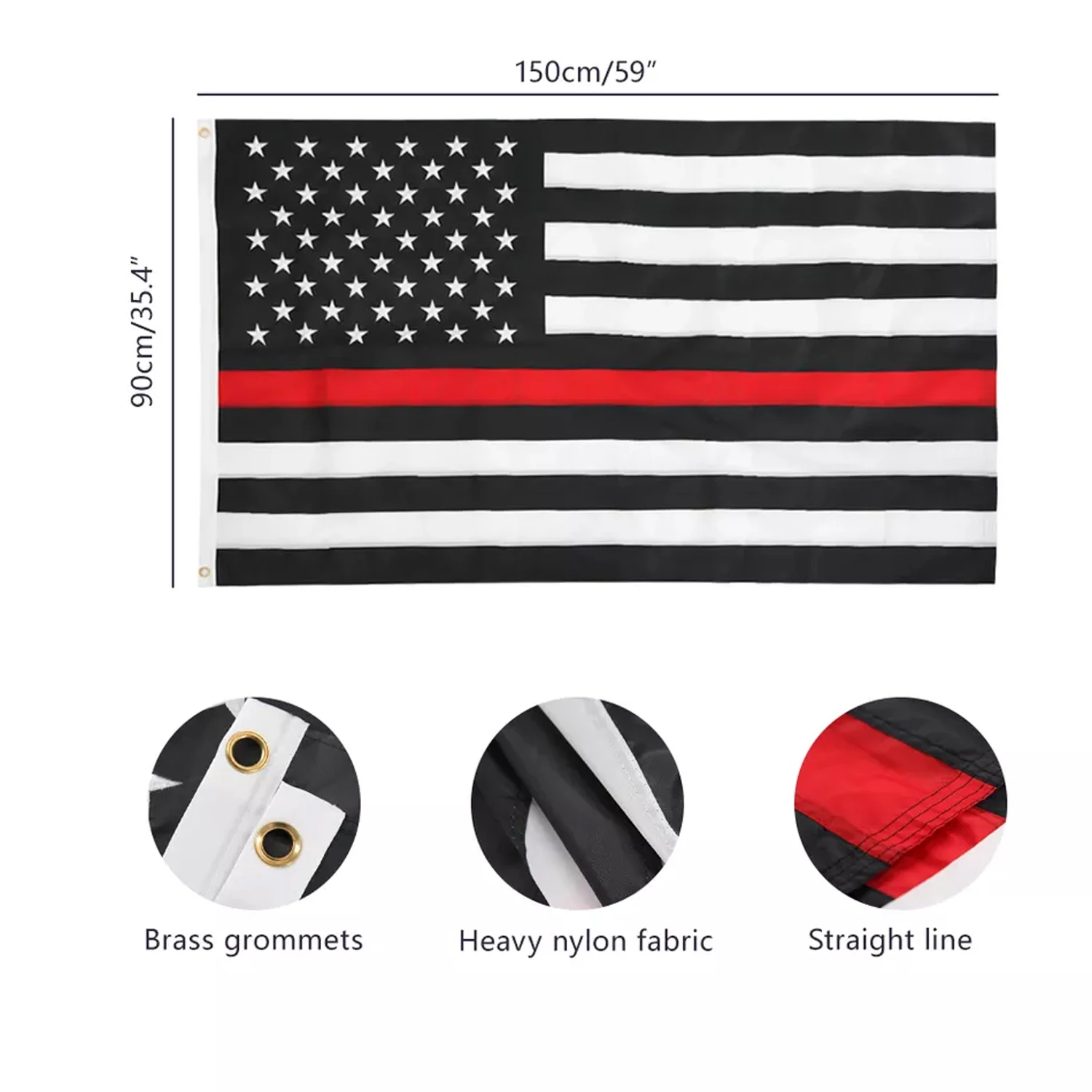 USA 3x5 Feet Stripes Black White and Blue Red Green Yellow Grey American Flag Thin Line Us Usa