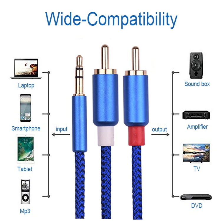 Позолоченные 1,5 м Trs 3,5 Jack Av наушники Aux Trrs 2 Rca штекер красный литой разъем 3,5 мм до 2rca кабель