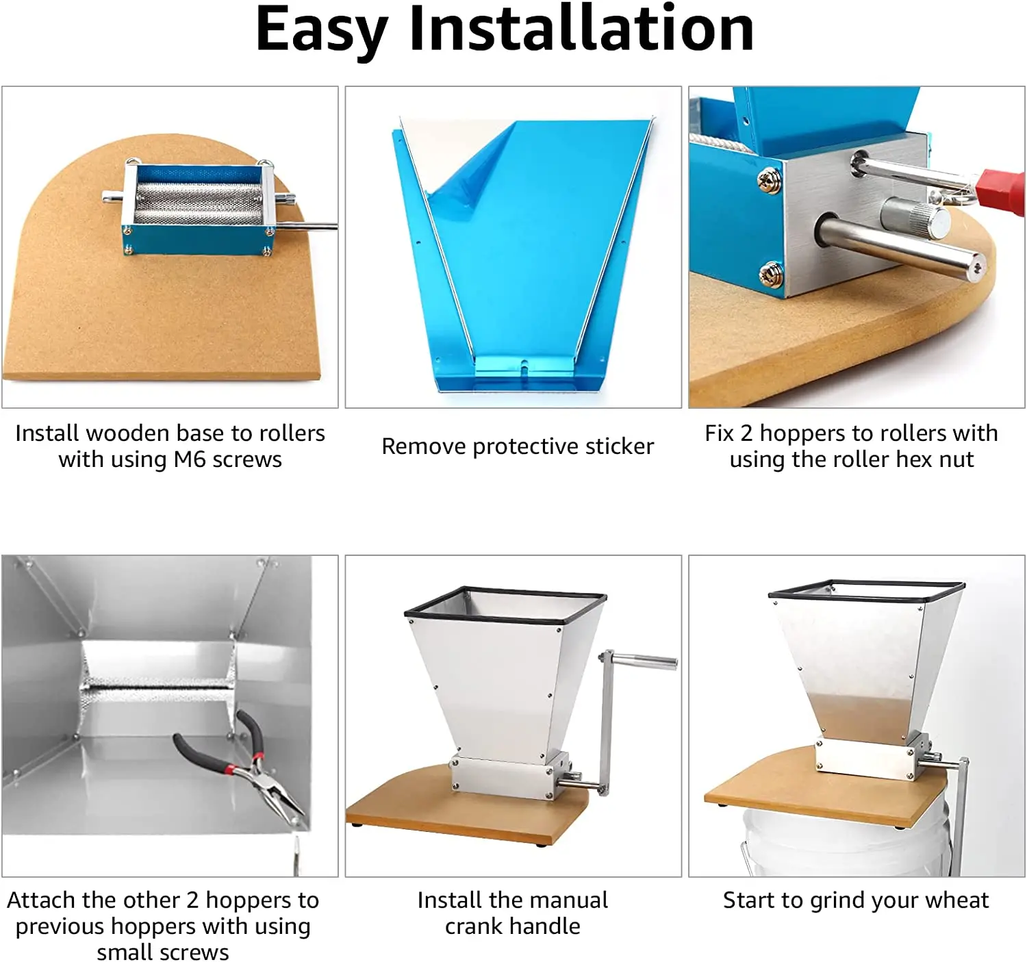SUS304 зерновая мельница ячменного солода дробилка для домашнего пивоварения 2 ролики для домашнего пивоварения ячмень мясорубки бункер для домашнего пивоварения инструменты