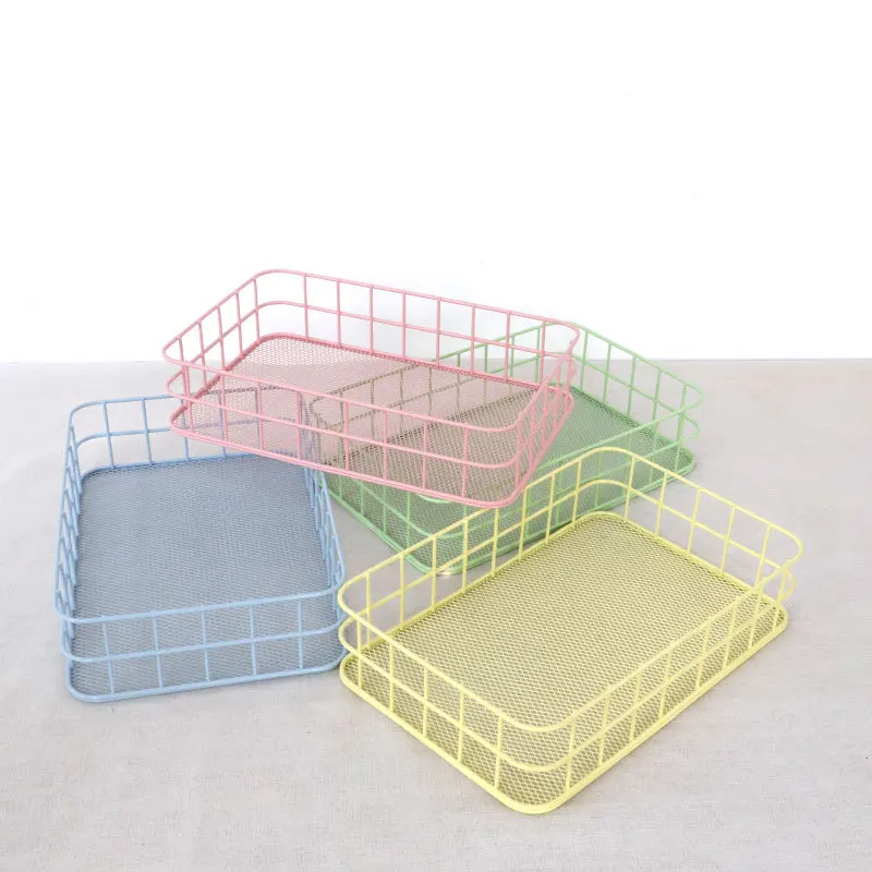 Iron Wire Basket Rectangle Metal Hot Sale Wholesale Custom Accpetive Household Storage Type White Carton Foldable Modern
