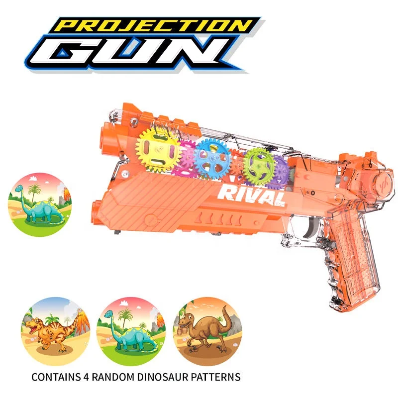 Plastic Electronic Juguete Transparent Gear Interactive Shooting Gun Toy Pistol Projector Toy Guns for Kids