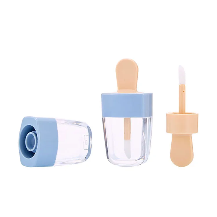 Cute ice cream shape empty heart brush lip gloss container packaging 5ml funny popsicle lipgloss tube