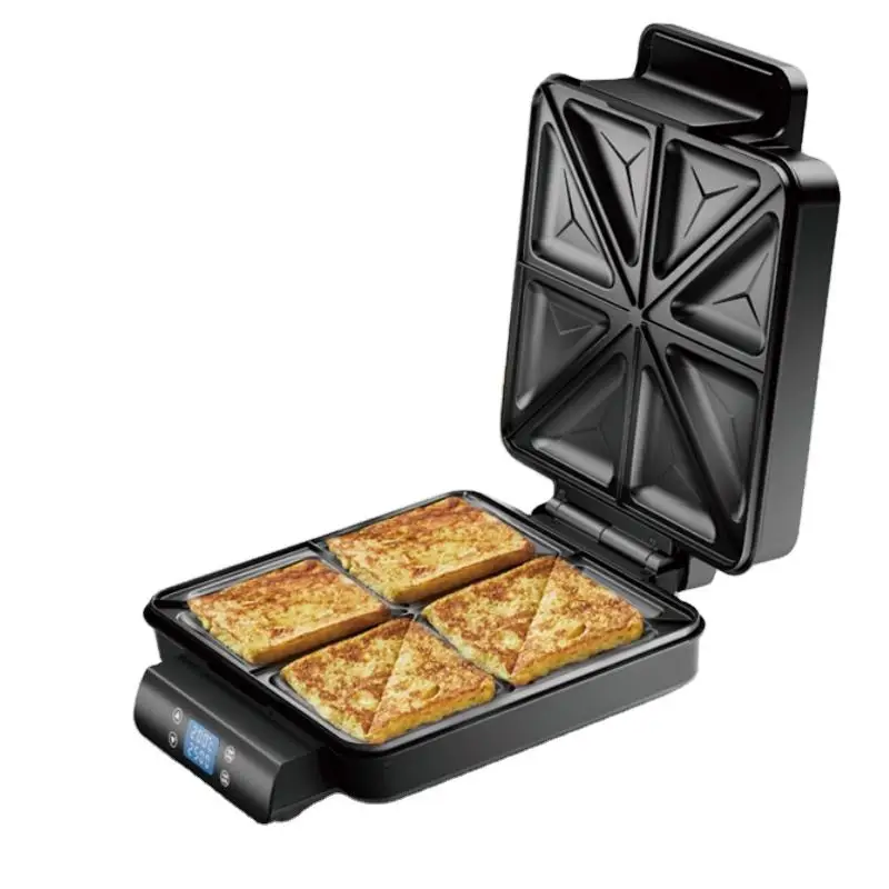 1400W 4-Slice Non-Stick Belgian Waffle Iron Sandwich Maker Square Waffle Machine with Indicator Lights