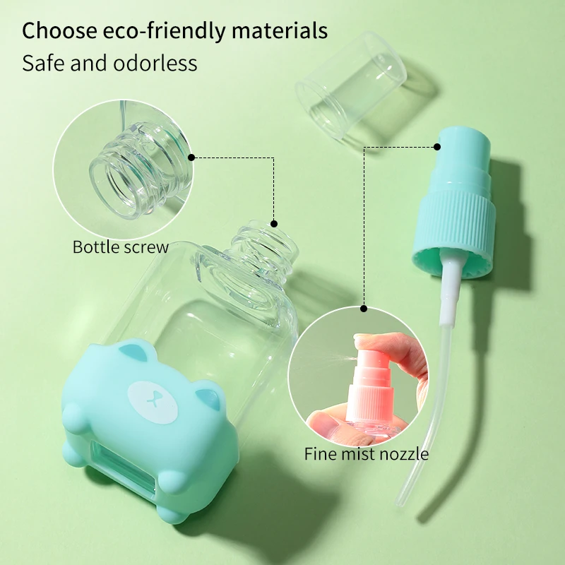 LMLTOP Hot Sale Cartoon 1pcs 70ml Empty Pocket Sized Refill Spray Bottles Empty Refillable Plastic Spray Clear Bottle SY718