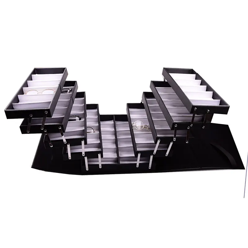 YTZ028 factory price 60 pcs optical frame eyewear suitcase carrying portable folding suitcase handbag eyewear display luggage